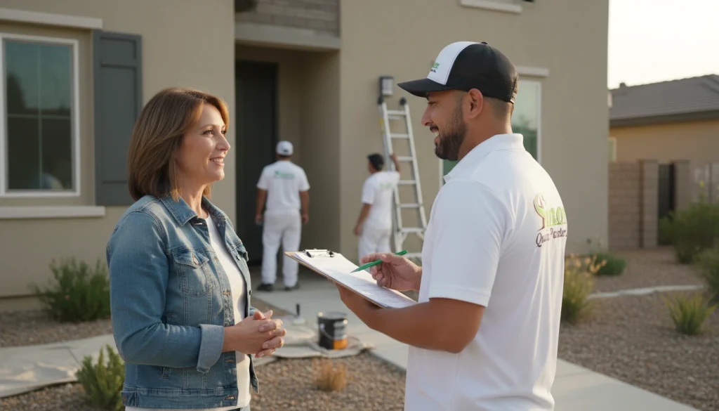Amore Painters Managers Confirming the detailed about the painting, Top-Rated Quality Painting Services in California
