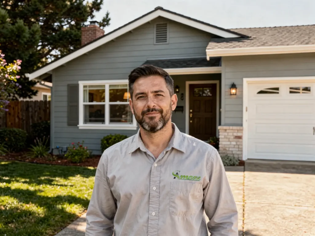 Professional Bay Area house painter standing in front of a freshly painted home